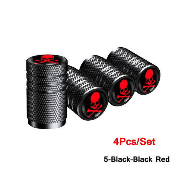 4-piece car tire valve cover rod air dust cover black Punisher skull for Alfa Romeo