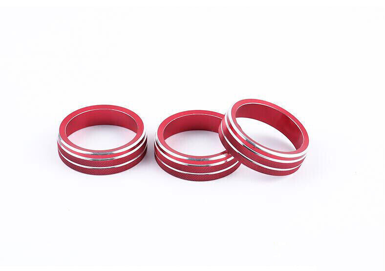 for VW Atlas 2018-2023 Red Aluminum Console Air Conditioning Knob Cover Trim 3X