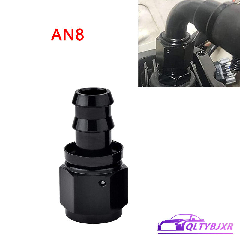 8AN AN8 Straight Push-On Hose End fittings/Adapters Push Lock Barb Black