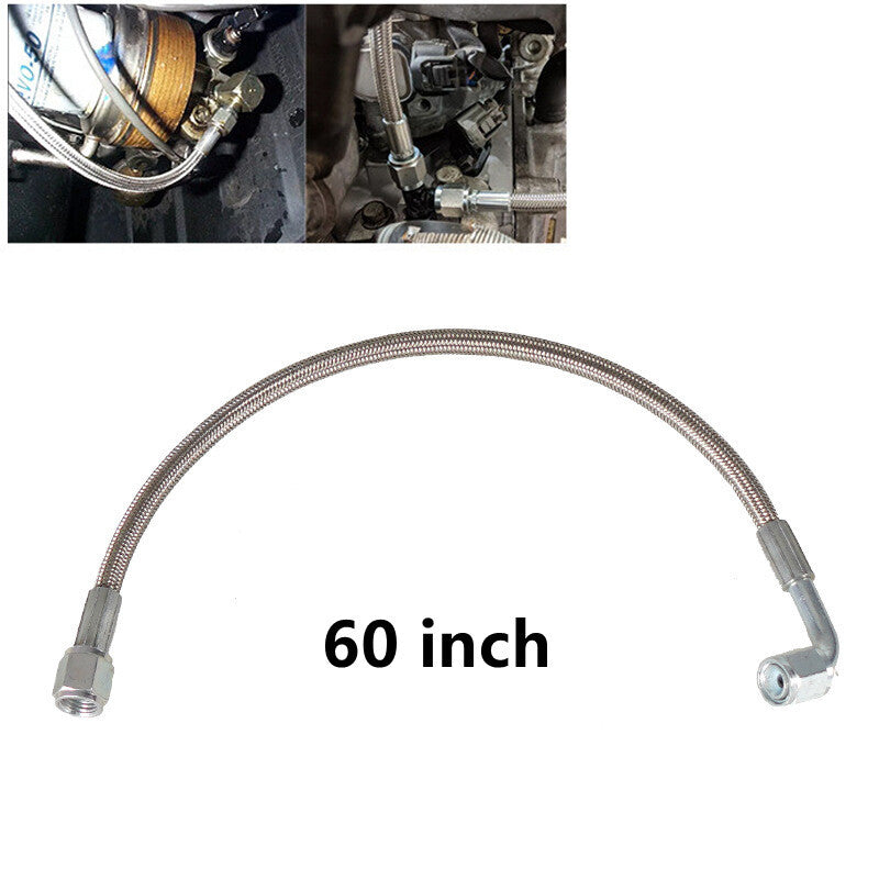 60 Turbo Oil Feed Line Steel Braided PTFE Line 4AN 90° Straight Hose End Teflon