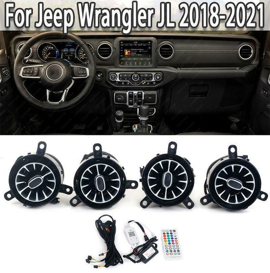 4pcs LED Light Front Air Vent Inlet Ambient Lamp for Jeep for Wrangler JL 2018-2021