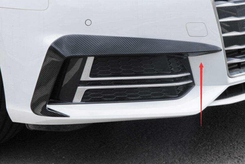 for Audi A4 S4 2017-19 Carbon Fiber Front Fog Light Eyelid Molding Strip Trim 2x