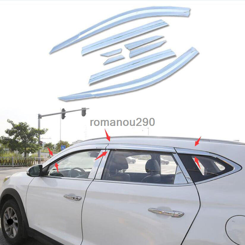 8Pc Chrome ABS Window Visor Vent Shade Sun Rain Guard for Hyundai for Tucson 2016-20