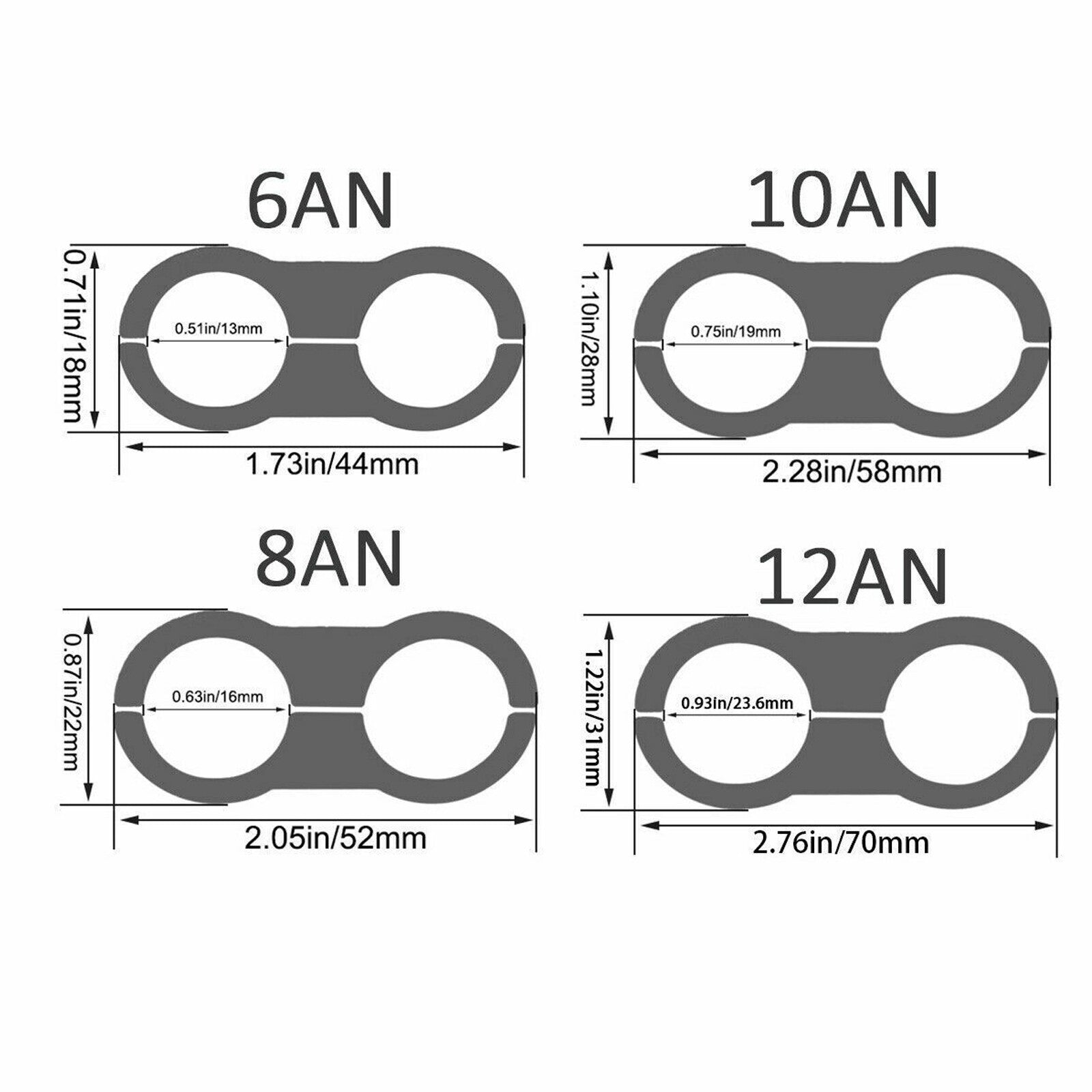 4Pcs 10AN Hose Separator Mounting Clamp Connector for Fuel Line Fitting Adapter