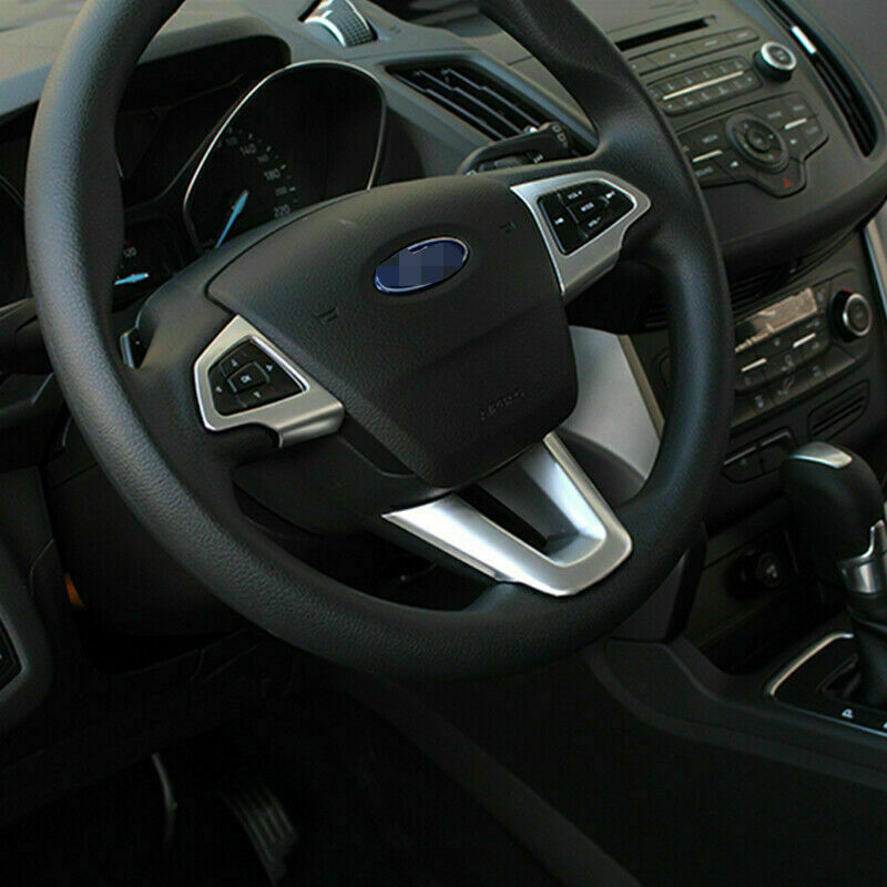 for Ford Escape Kuga 2017-2019 Matte Silver Steering Wheel Button Cover trims 3P