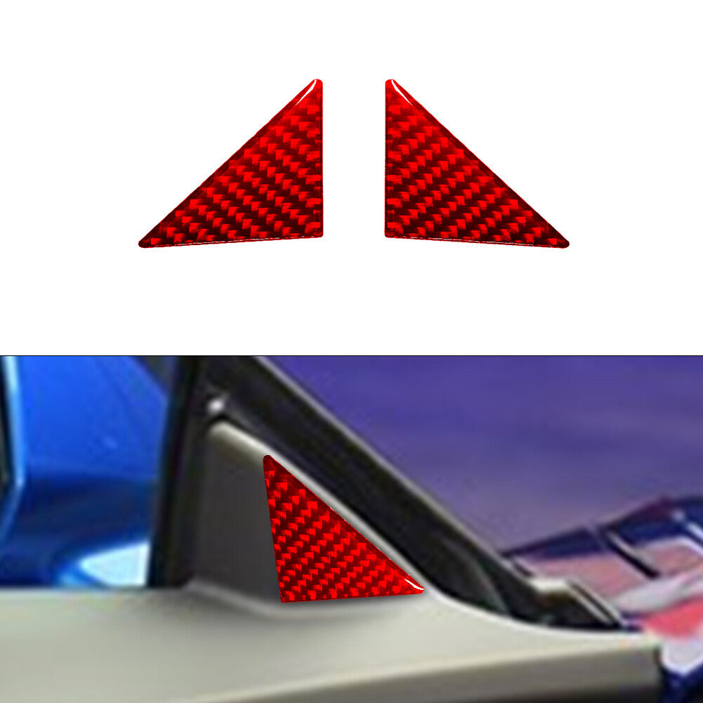 Red Carbon fiber Window A-Pillar Triangle Cover Trim for Chevrolet Camaro 16-18