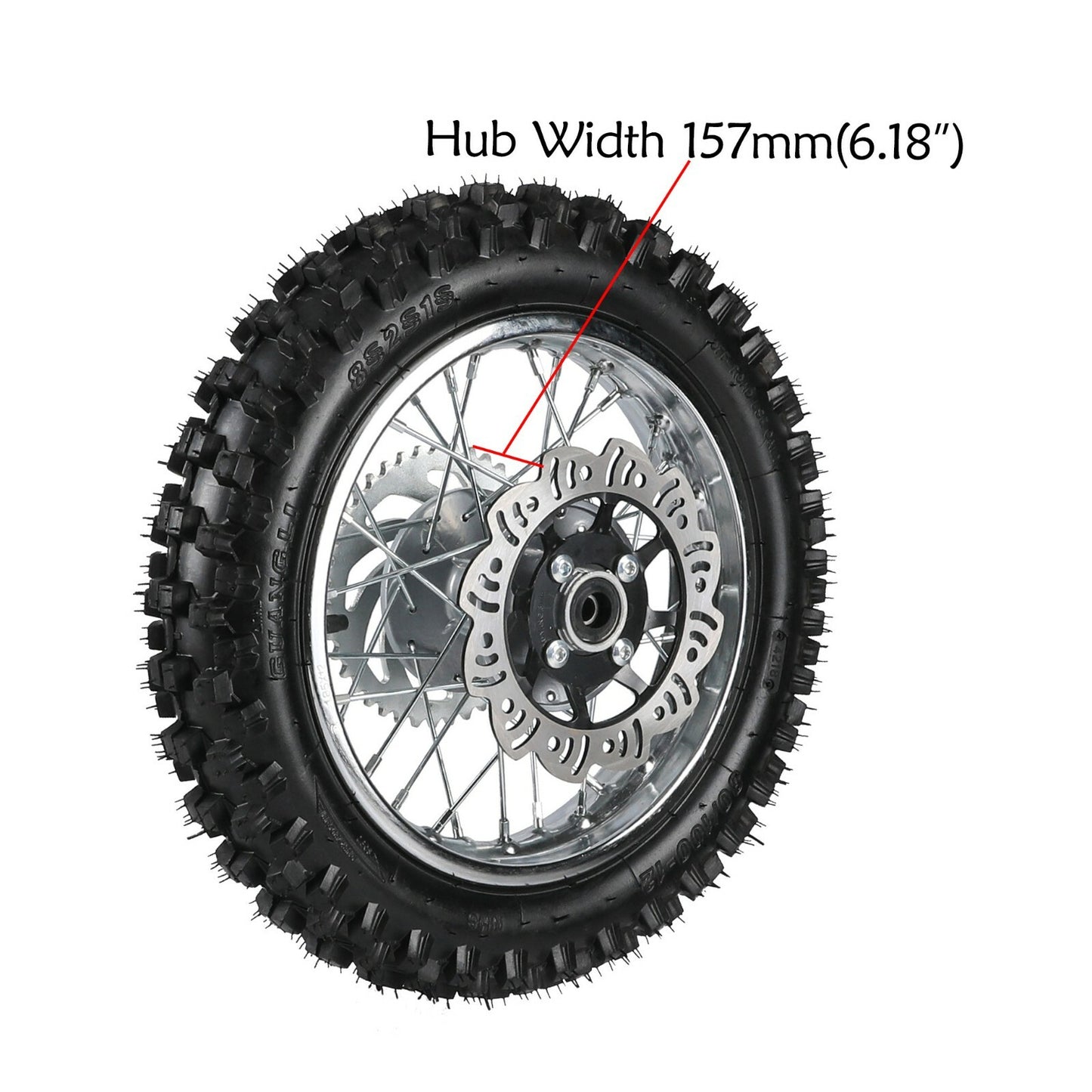 12-inch rear wheel, 80/100-12, 3.00-12 tire and rim, suitable for pit bikes and off-road bikes, 90/110/125/140cc.