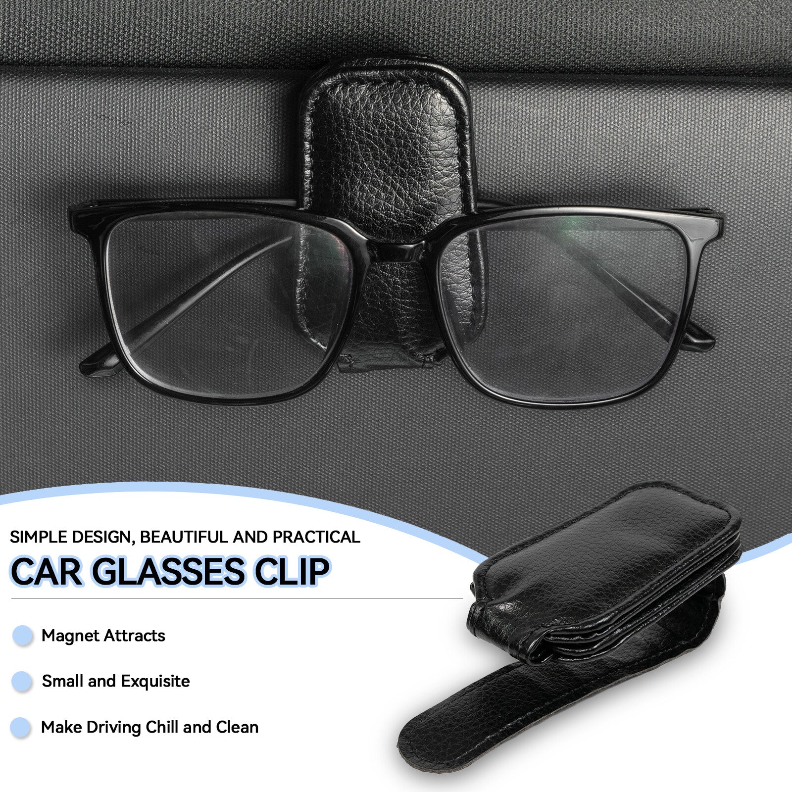 Universal Car Vehicle Sun Visor Clip Glasses Holder Sunglasses Ticket Black
