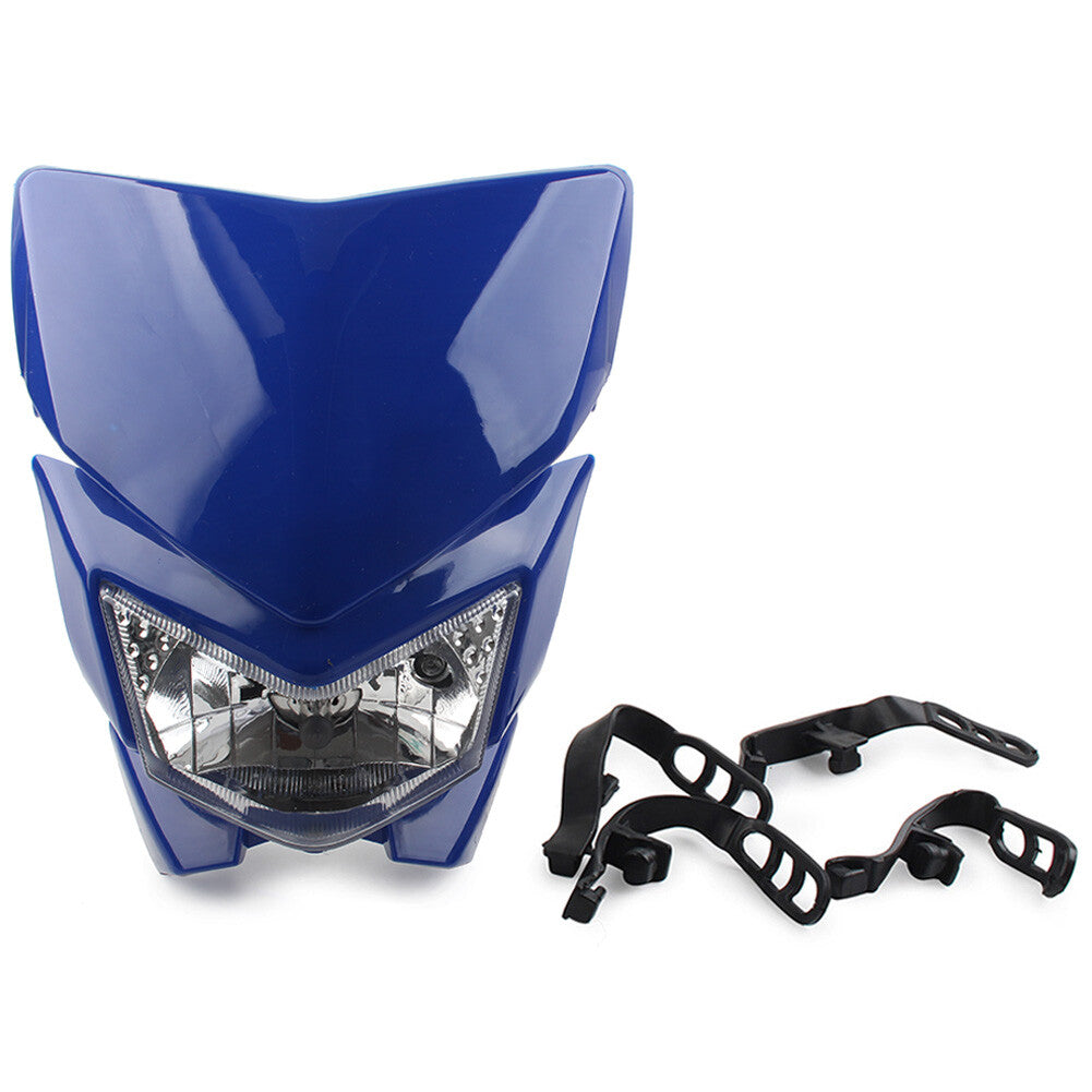 Blue Motorcycle Front Headlight Head Lamp12v 35w Mx Enduro Dirt Trail Bike 250cc
