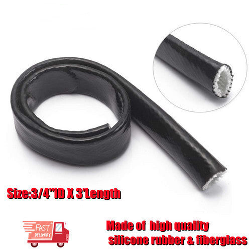 Heat Shield Fireproof Sheath Silicone Coated Fiberglass 3/4 inch ID x 10 ft Suitable for Automotive Cables