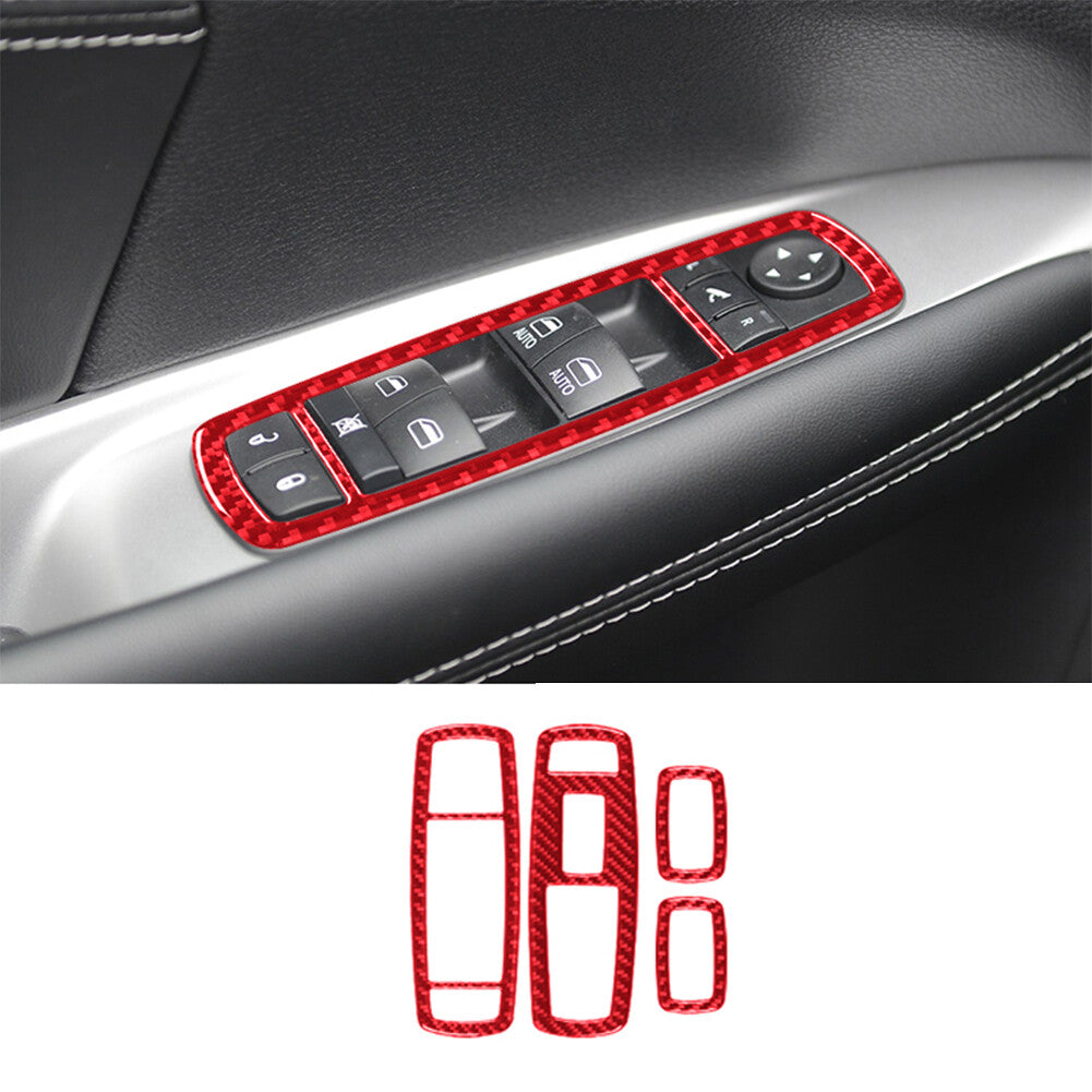 19Pcs Red Carbon Fiber Full Interior Kit Cover Trim for Dodge Journey 2011-2018