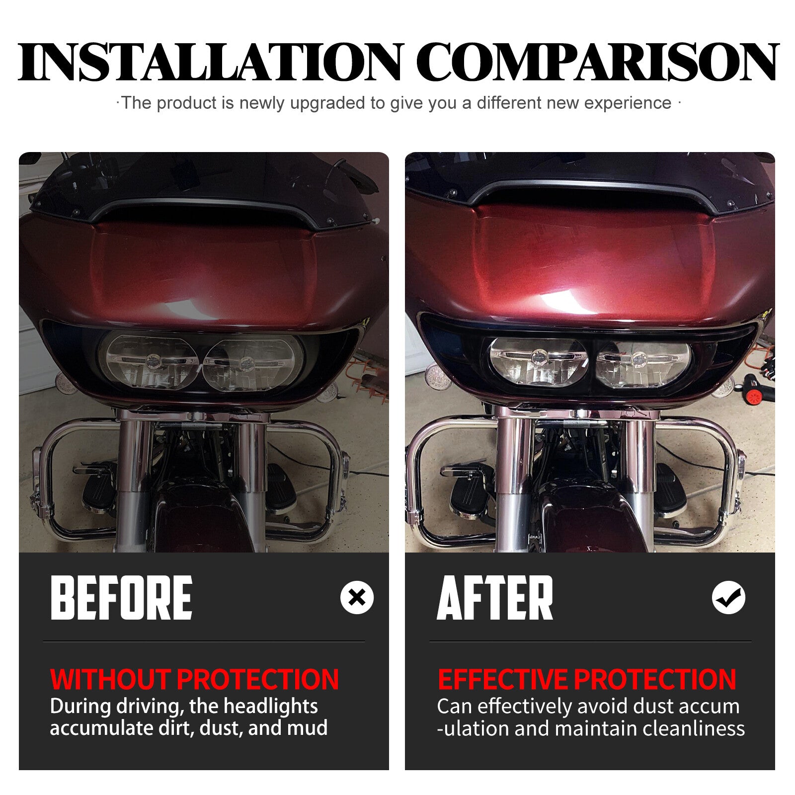 Vivid Black Headlamp Headlight Trim Cover Bezel Fit for Harley Road Glide 15-22