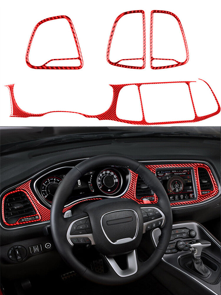 for Dodge for Challenger 2015-2020 Red Central Control Dashboard & Vents Trim Cover