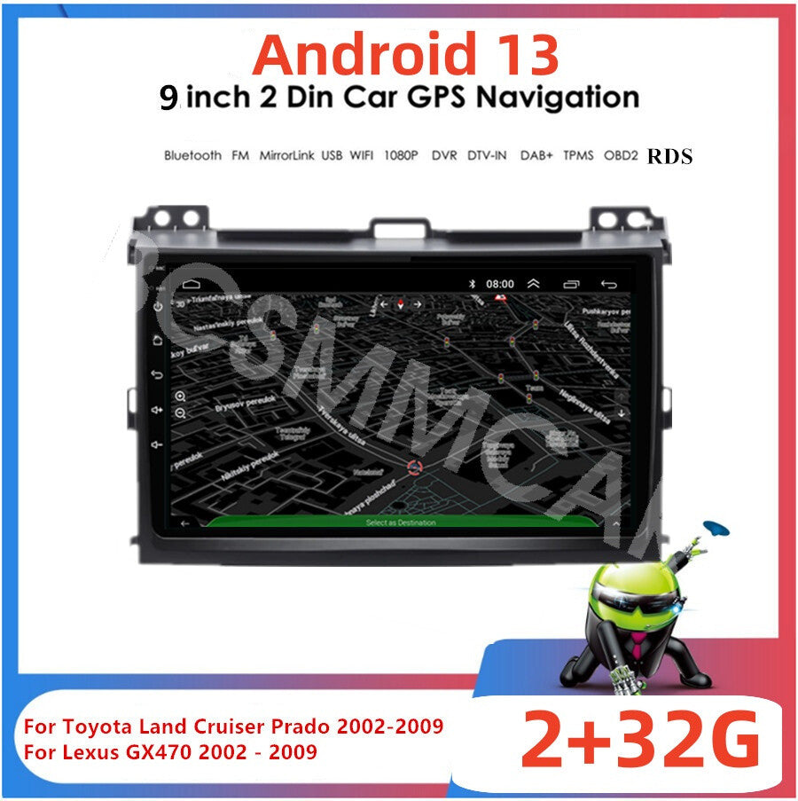 Fit for LEXUS GX470 for Toyota for Land Cruiser 2002-2009 Car Stereo Radio Player GPS