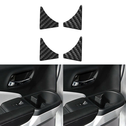 4X Carbon Fiber Rear Door Cup Holder Cover Trim for Honda Ridgeline 2017-2020