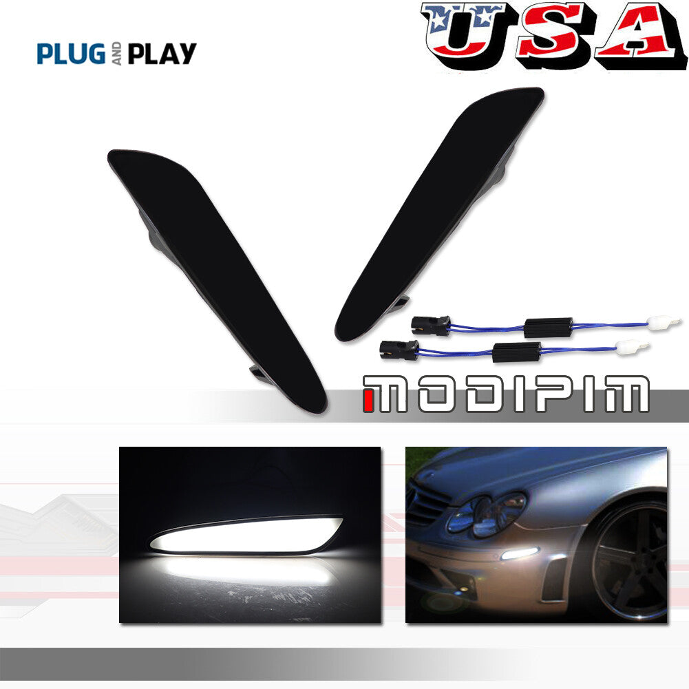 Smoked lens front bumper side marker white LED light applicable to 03-06 for Benz W211 E-Class