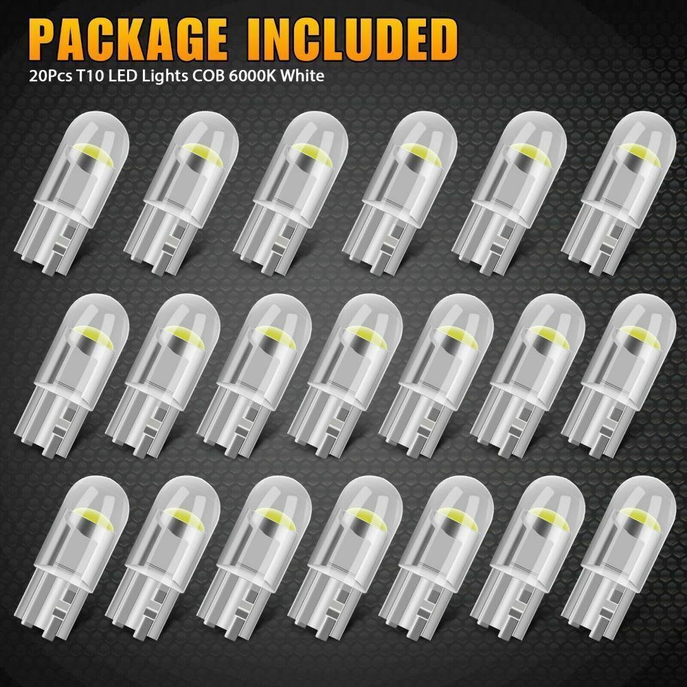 20X T10 W 5W LED Car Glass Base 12V Lamp Interior Parking Light Lamp Xenon White