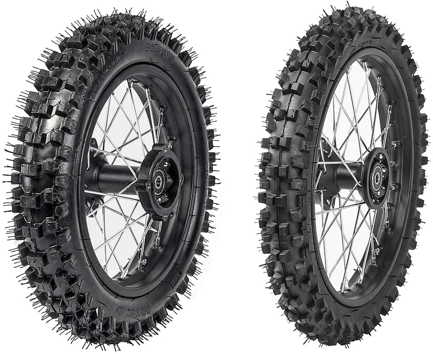 60/100-14 + 80/100-12 front and rear tires and rims CRF 110 SSR Apollo 125 Pit bicycle