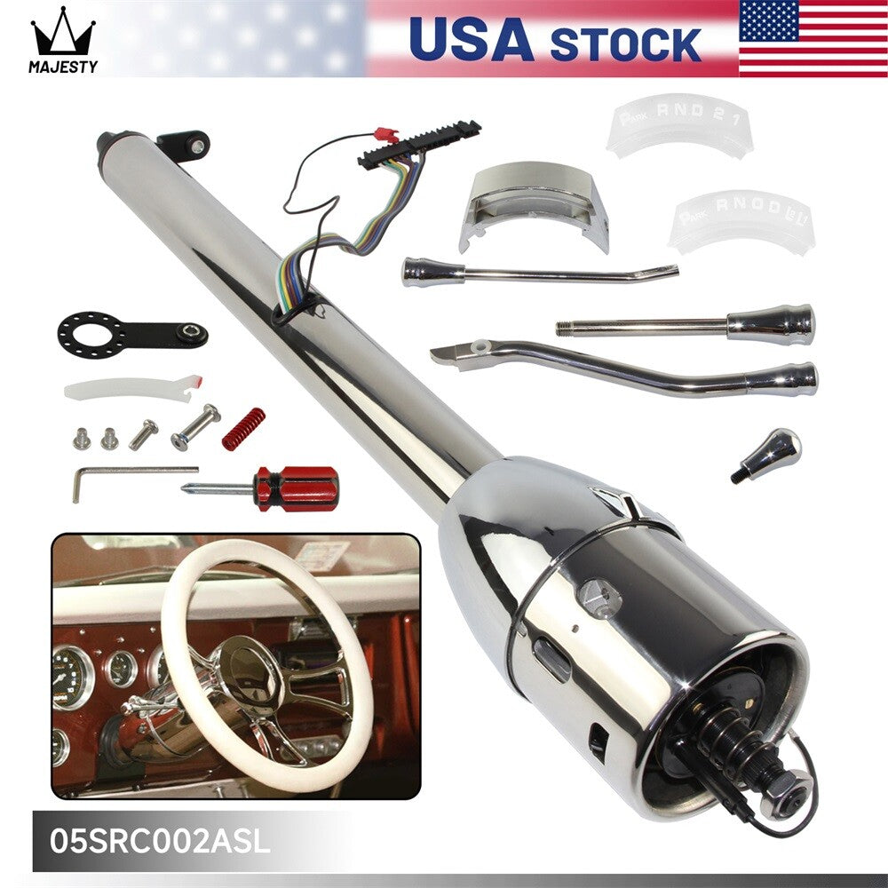 LR GM Silver 30'' Tilt AT Automatic Style Steering Column Universal for GM Cars
