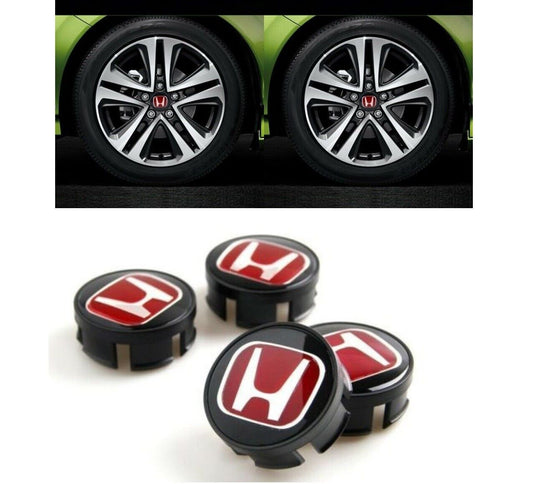 4-piece set of JDM red H wheel center caps and hubcaps for 58mm for Civic Fit Insight
