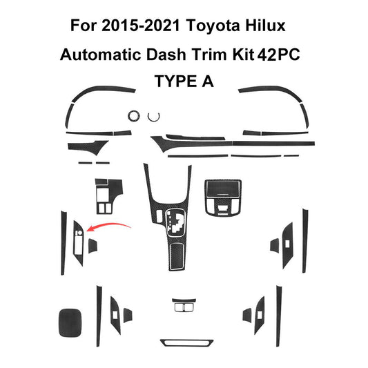 42Pcs Carbon Fiber Full Set Cover Trim Kit for Toyota Hilux 2015-2021 Type A
