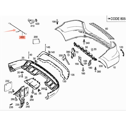 Rear Bumper Wiring Harness for MB M W166 13-14