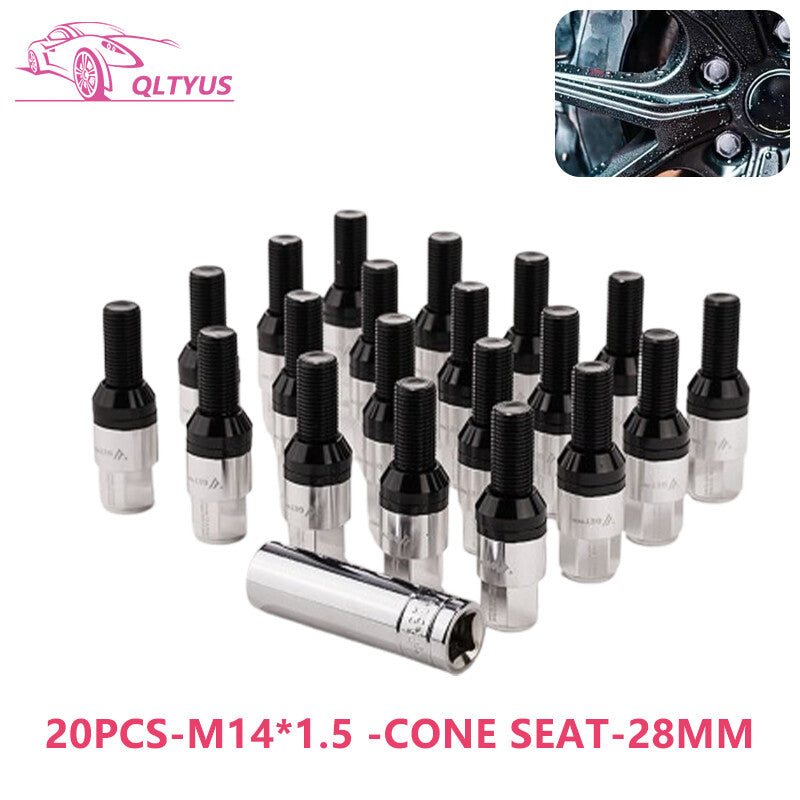 20PCS 28mm M14x1.5 Wheel Lug Bolts Cone for Seat Studs Set for Most Aftermarket