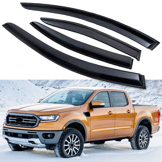 4X Sun Shield Rain Guard Window Visor Wind Deflector for 19-2023 for Ford Ranger 4dr
