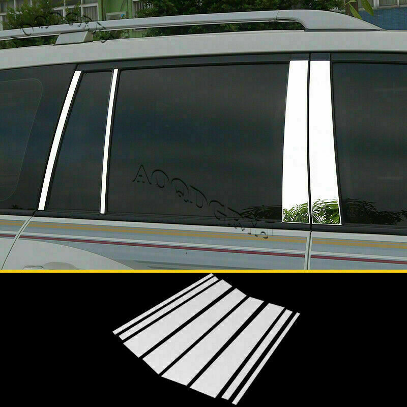8P for Land Cruiser 2008-2021 Chrome Car Window Pillar Posts Moulding Cover Trim