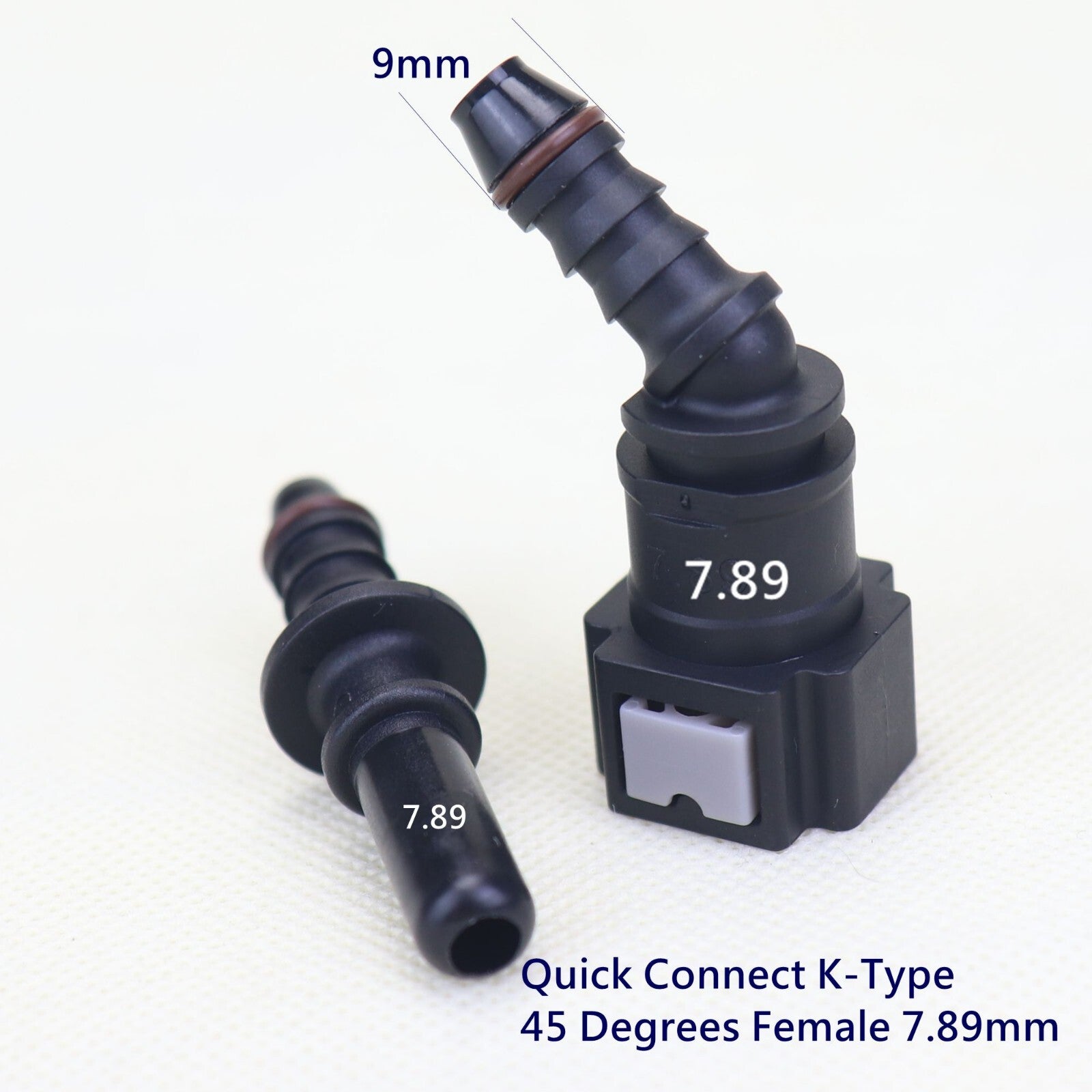set of fuel line quick-connect release disconnect hose 7.89 mm SAE 1/4 inch 45 degree