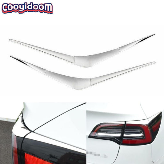 for Tesla for Model Y 2020-23 Chrome Steel Rear Pair Tail Light Lamp Strip Trim auto