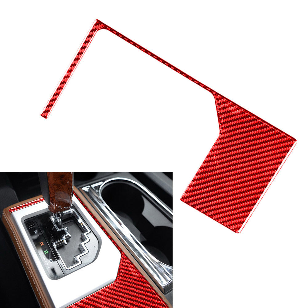 Carbon Fiber Gear Shift Panel Outer Frame Trim Fit for Toyota Tundra 2014-2021 Red