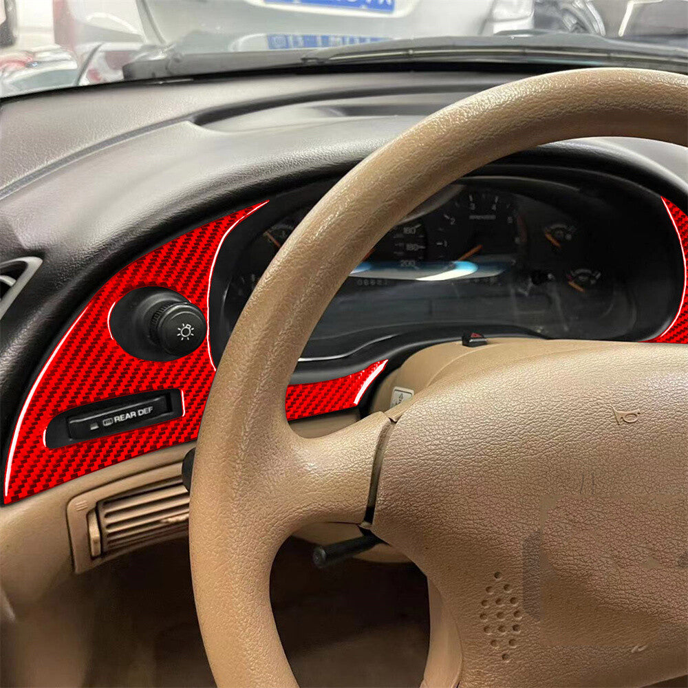 2¡ÁRed Carbon Fiber Interior Dashboard Panel Cover Fit for Ford for Mustang 1996-2003