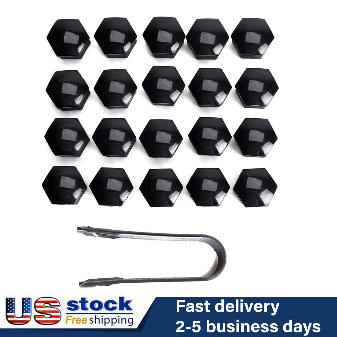 20PCS17mm Universal Car Auto Wheel Lug Bolt Nut Cover Caps Tool Protector Black