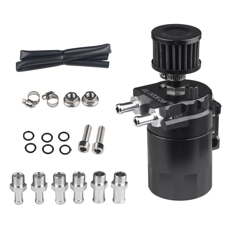 Car 240ml Baffled Aluminum Oil Catch Can Reservoir Tank / Oil Tank With Filter