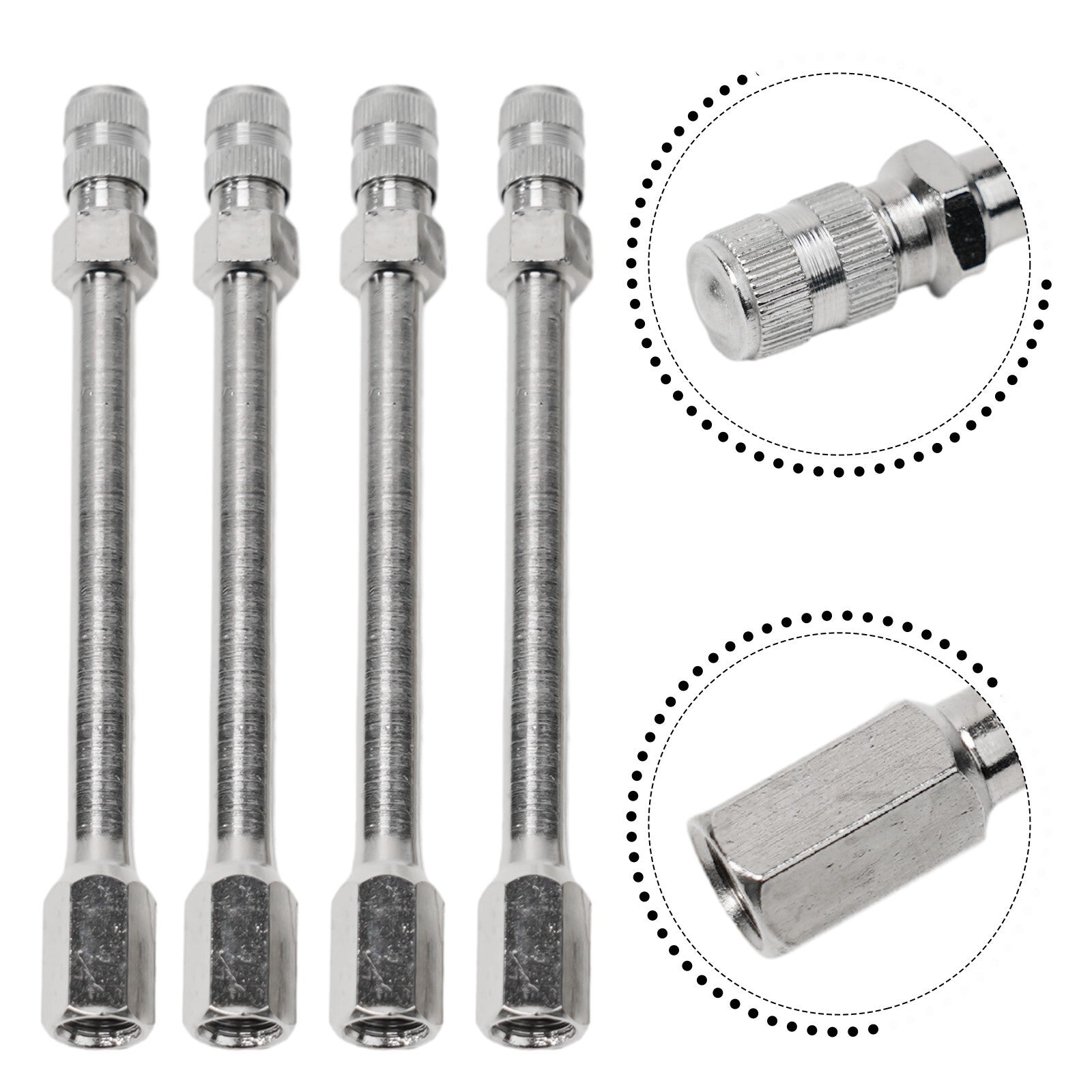 Portable 100mm Tire Valve Extension For Quick And Safe Tire Inflation Pack Of 4