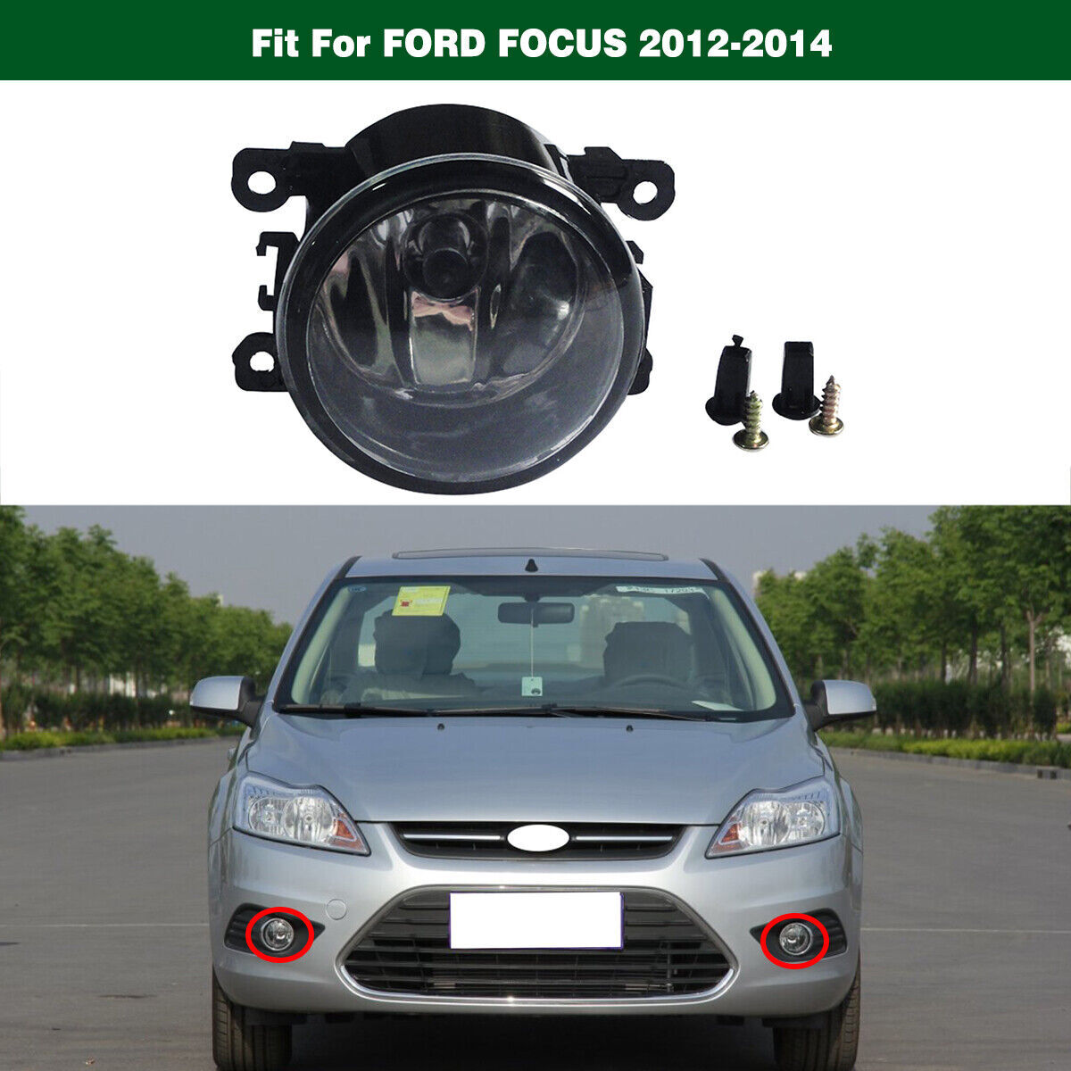 1Pcs Left=Right Front Fog Light Driving Lamp W/bulb Fit for Ford Focus 2012-2014