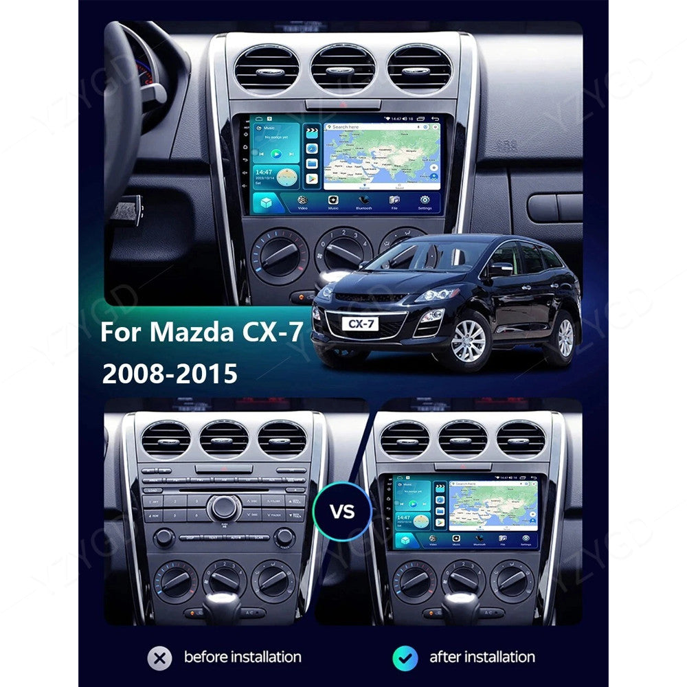 for Mazda CX-7 2008-2015 Android Auto CarPlay Car Radio GPS Stereo Player Screen