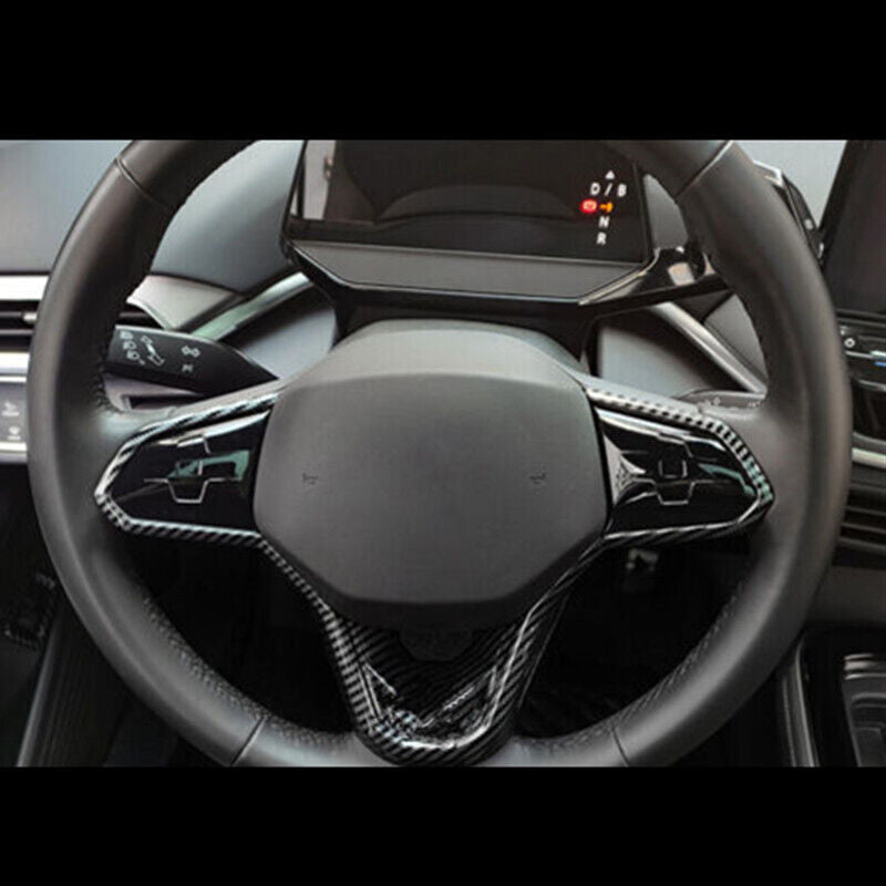Carbon Fiber Car Steering Wheel Decor Cover Trim for Volkswagen ID.4 2021-2023