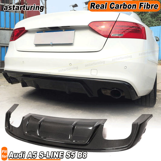 Fit for Audi A5 S-LINE S5 B8 8T 12-16 REAL Carbon Fiber Rear Bumper Diffuser Lip