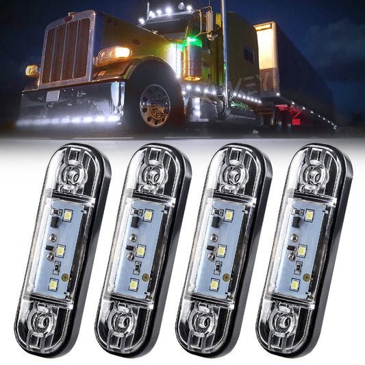4x 12V 24V Clearance LED Side Marker Light White Lorry Truck Trailer Transporter