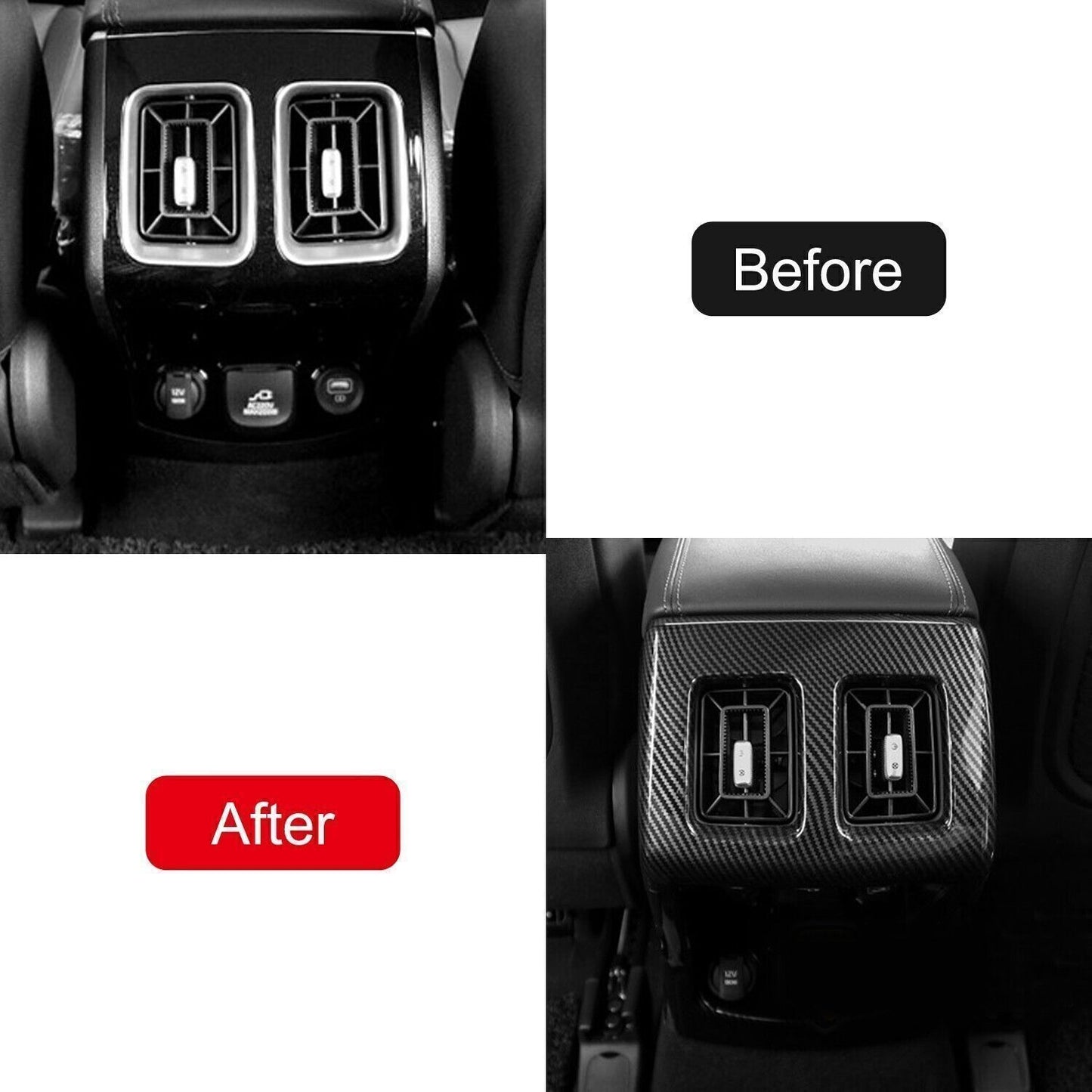 Carbon Fiber Look Inner Rear Air Vent Outlet Cover Trim for Kia Sorento 2021-23