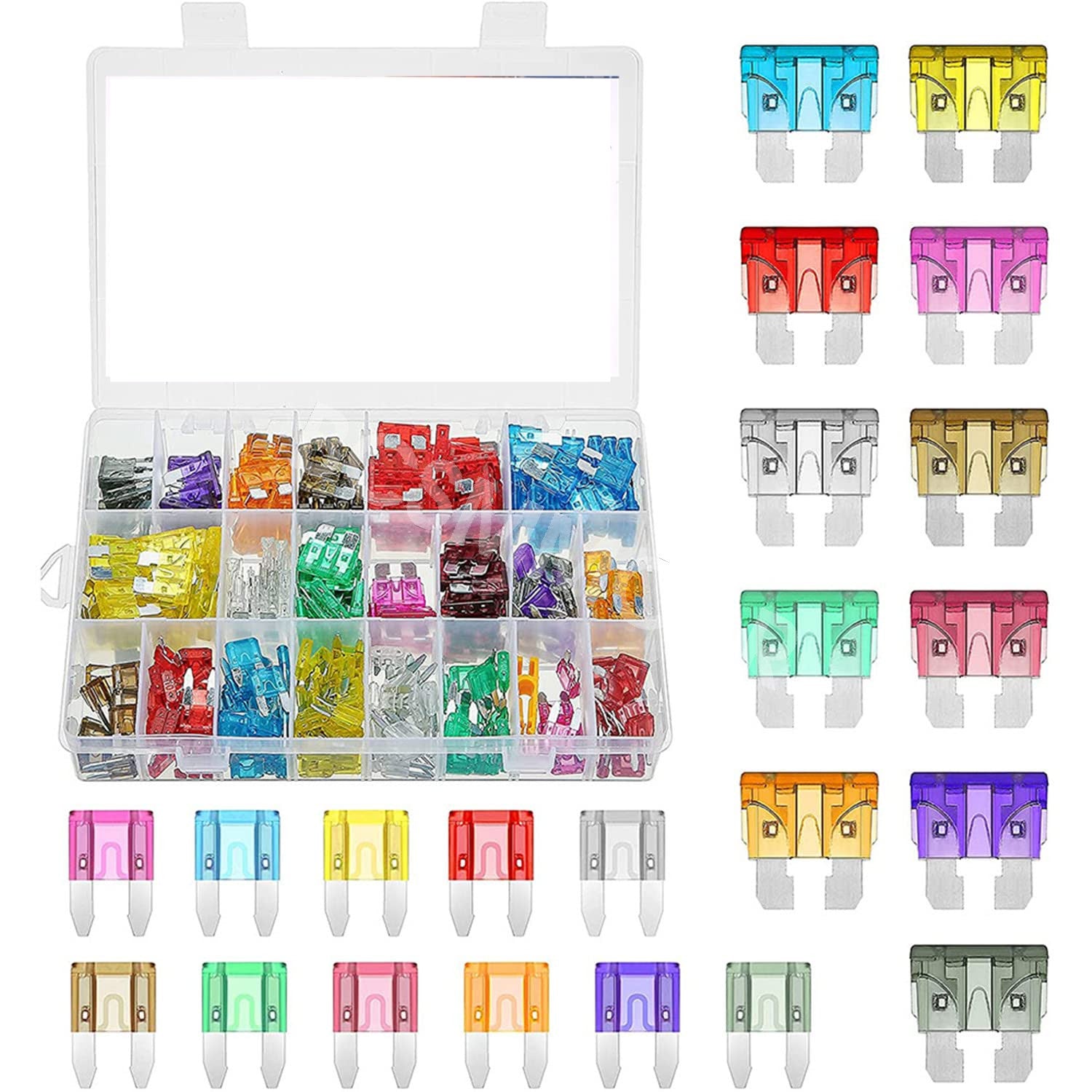 Circuit Fuse Auto Blade Fuses 11 Sizes 300Pcs Mixed With Clamp Assortment Kit