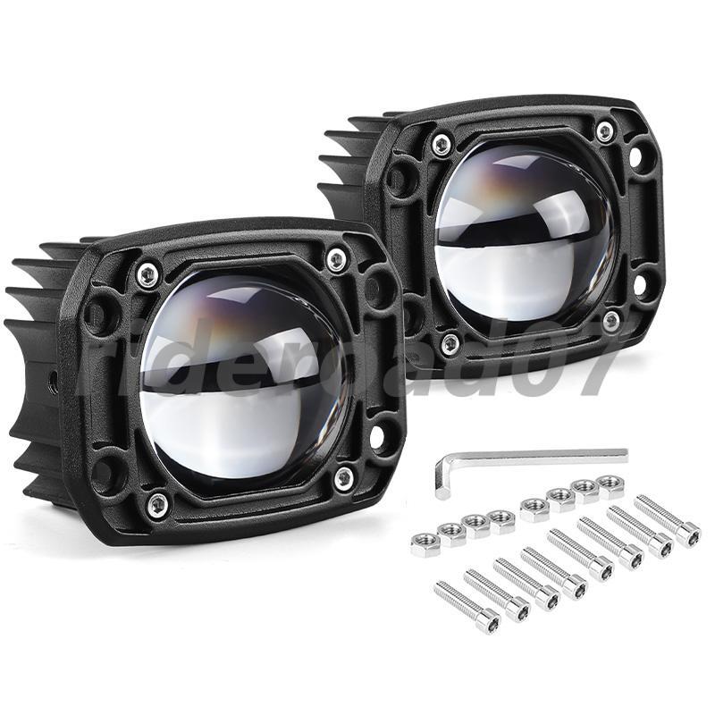2X 3in White+Yellow Flush Mount LED Work Light Bar Pods Driving Spot Fog Offroad
