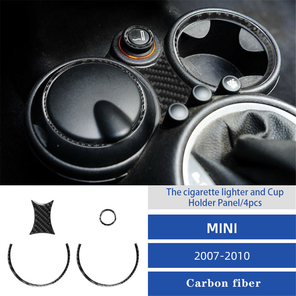 Carbon Fiber Cup Holder Console Control Trim for MINI Cooper R56 R57