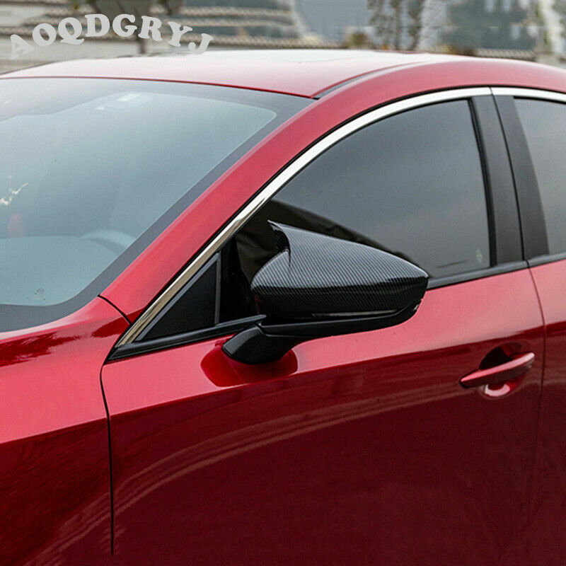 Carbon Look Ox Horn Rearview Side Mirror Trim Cover for Mazda 3 Axela 2019-2022