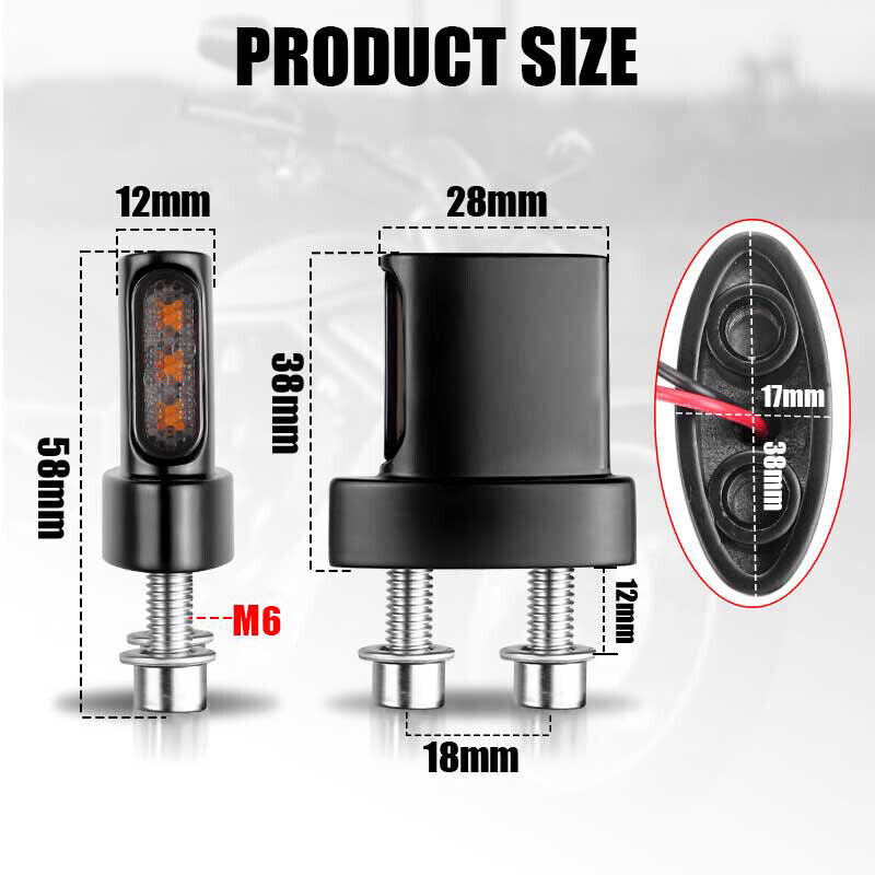 Motorcycle Rear Turn Signal Indicator Light 3-LED Blinker For Softail Sportster