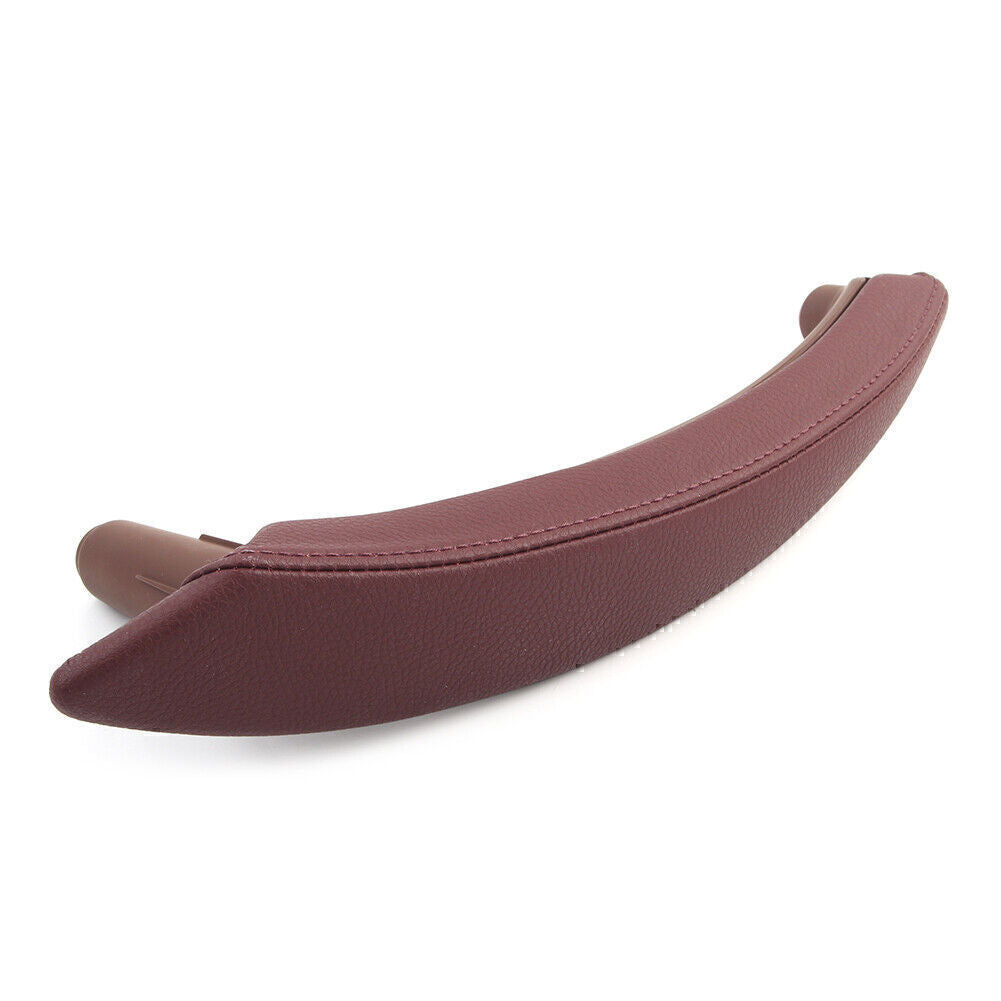 1Pcs Red Brown Door Trim Pull Handle Left Side Real Leather Fit for BMW X5 X6 E70