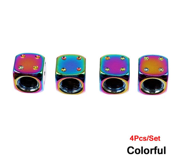 4-piece car tire valve cover rod air dust cover dice gold for Fiat for Alfa Romeo