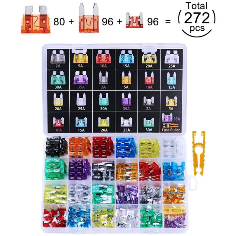 Car for Mini Medium Blade Fuses Auto Fuse 2A 3A 5A 7.5A 10A 15A 20A 25A 30A 35A 272P